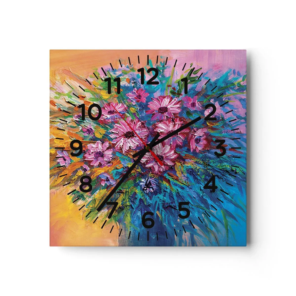 Reloj de pared - Reloj de vidrio - La energía de la vida - 40x40 cm