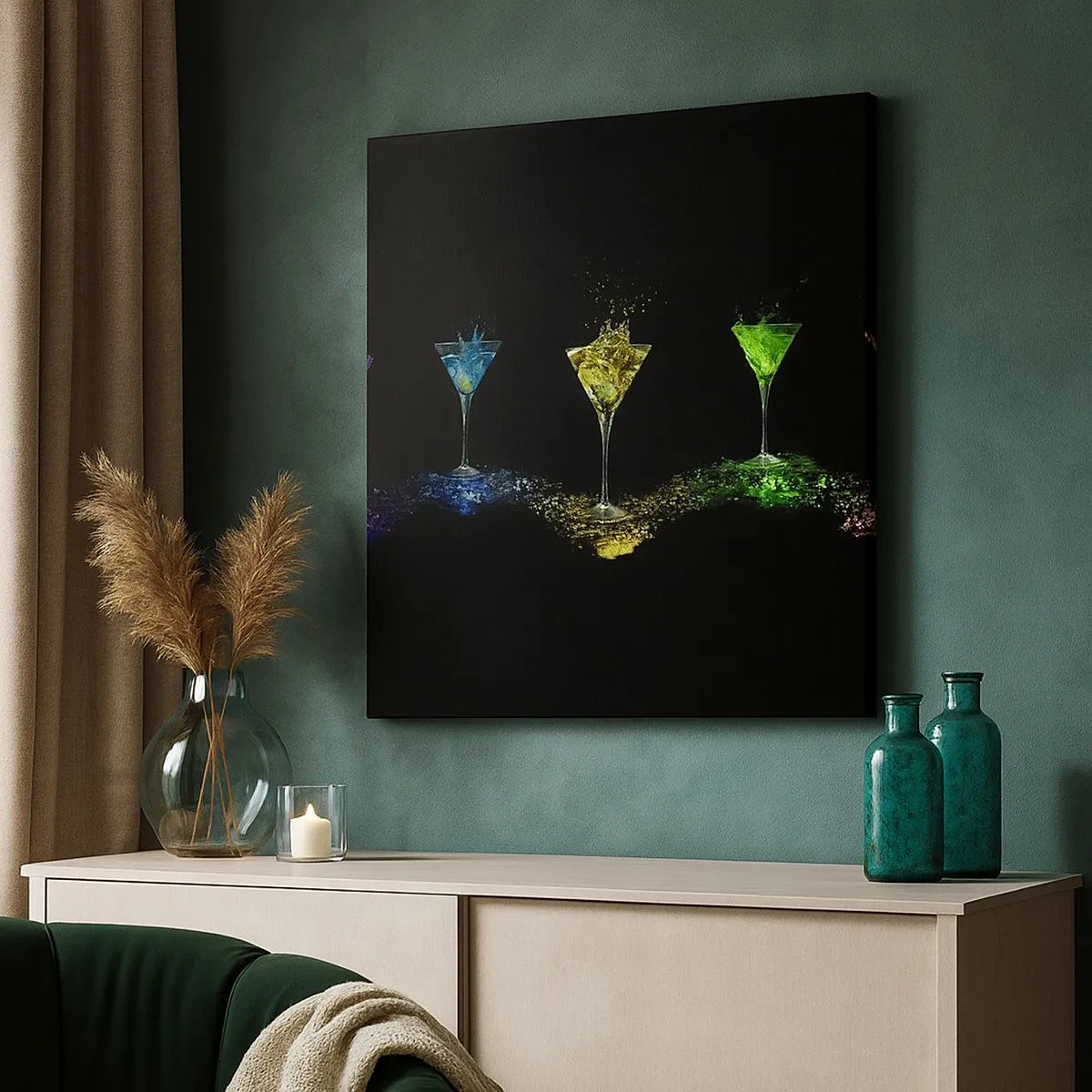 Cuadro sobre lienzo - Impresión de Imagen - Los colores de la alegría en una copa de cristal - 30x30 cm