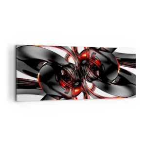 Cuadro sobre lienzo - Impresión de Imagen - Movimiento en grafito y rojo - 100x40 cm