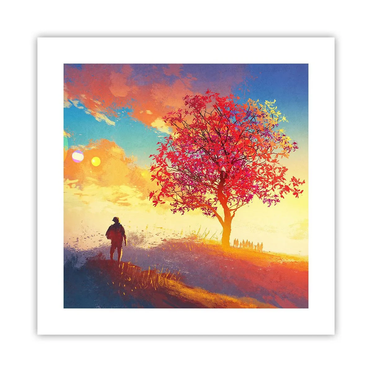 Póster - Un peregrino en su destino - 40x40 cm