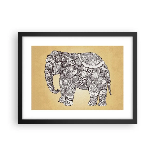 Póster en marco negro - El elefante decorado - 40x30 cm