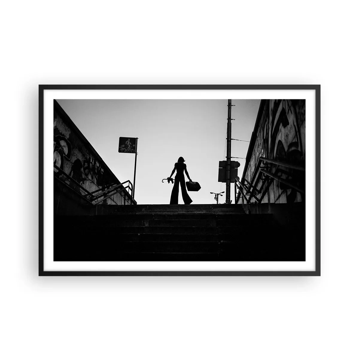 Póster en marco negro - Paseo urbano - 91x61 cm
