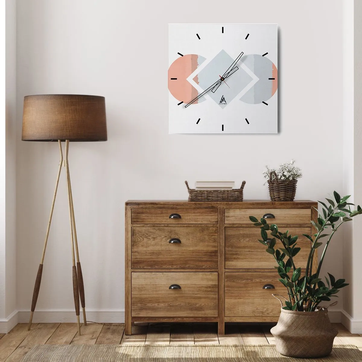 Reloj de pared - Reloj de vidrio - Arte geométrico - 40x40 cm