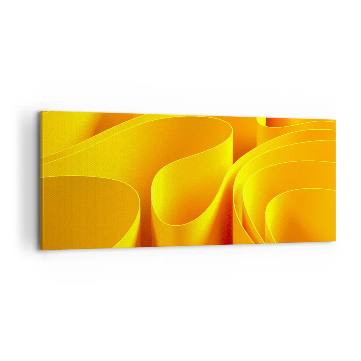 Cuadro sobre lienzo - Impresión de Imagen - Ondas abstractas amarillas que se asemejan a los rayos del sol - 120x50cm - Como las olas del sol - Decoración de pared moderna para salón y dormitorio ARTTOR