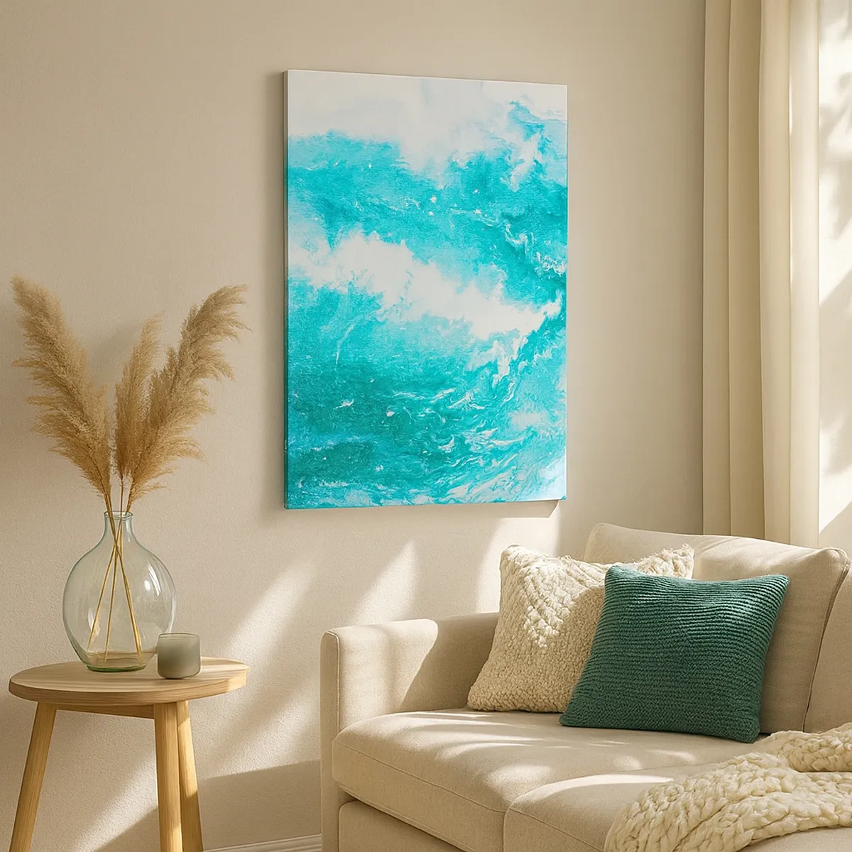 Cuadro sobre lienzo - Impresión de Imagen - Remolino abstracto en tonos azules - 50x70cm - En el núcleo del elemento - Decoración de pared moderna para salón y dormitorio ARTTOR