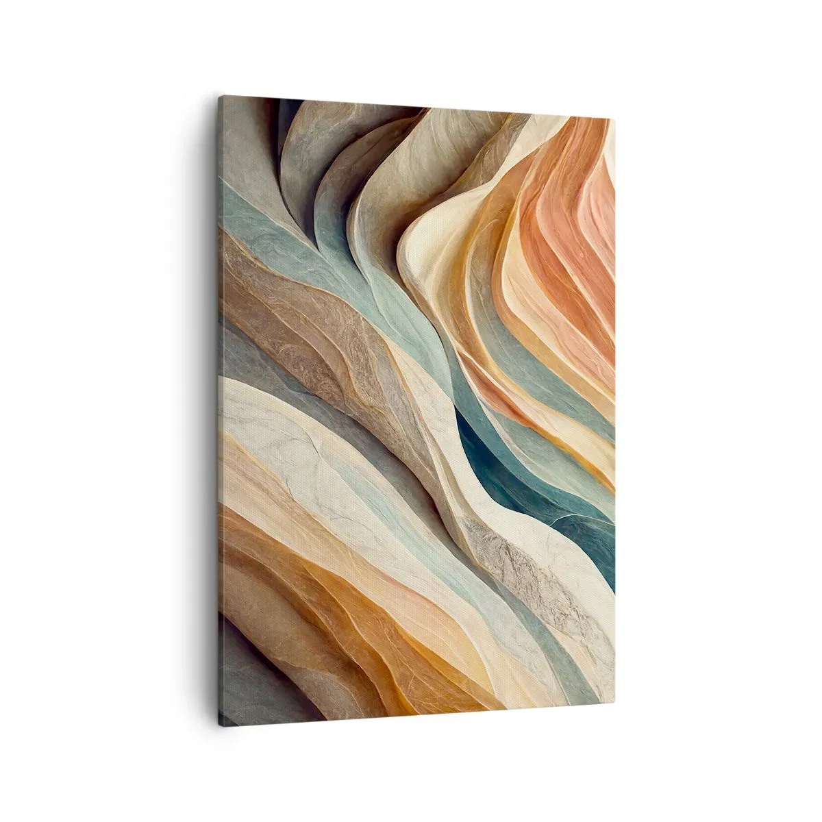 Cuadro sobre lienzo - Impresión de Imagen - Ondas abstractas en tonos pastel - 50x70cm - Momentos previos al cambio - Decoración de pared moderna para salón y dormitorio ARTTOR