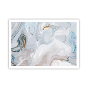 Póster - Ondas abstractas en tonos azules y blancos - 100x70cm - Blanco fusión - Decoración de pared moderna para salón y dormitorio ARTTOR