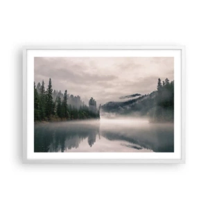 Póster en marco blanco - En el ensueño, en la niebla - 70x50 cm