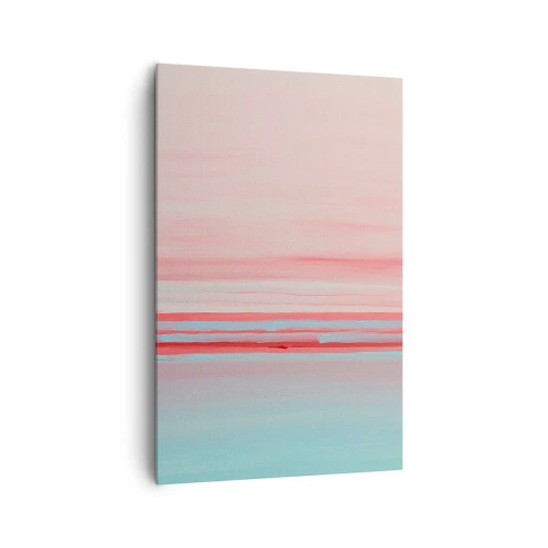 Cuadro sobre lienzo - Impresión de Imagen - Líneas pastel en tonos rosa y azul en una composición minimalista. - 80x120cm - Abstracción al amanecer - Decoración de pared moderna para salón y dormitorio ARTTOR