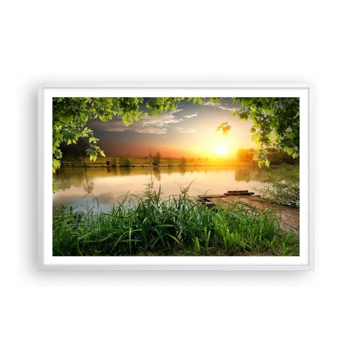 Póster en marco blanco - Paisaje en un marco verde - 91x61 cm