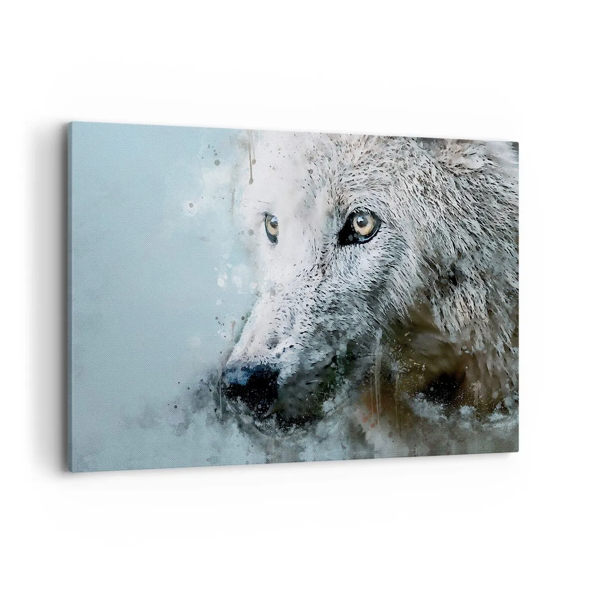 Cuadro sobre lienzo - Impresión de Imagen - Retrato en acuarela de un lobo - 120x80cm - Conoce el alma del lobo - Decoración de pared moderna para salón y dormitorio ARTTOR