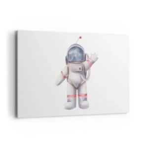 Cuadro sobre lienzo - Impresión de Imagen - Astronauta en estilo acuarela sobre fondo blanco. - 120x80cm - Esto es todo por ahora - Decoración de pared moderna para salón y dormitorio ARTTOR