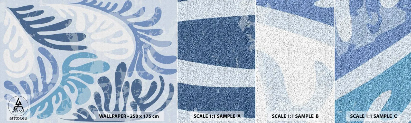 Muestra De Fotomural Standard Eco - Helechos azules - Minimalismo, Pastel, bohemia - 100x30 cm