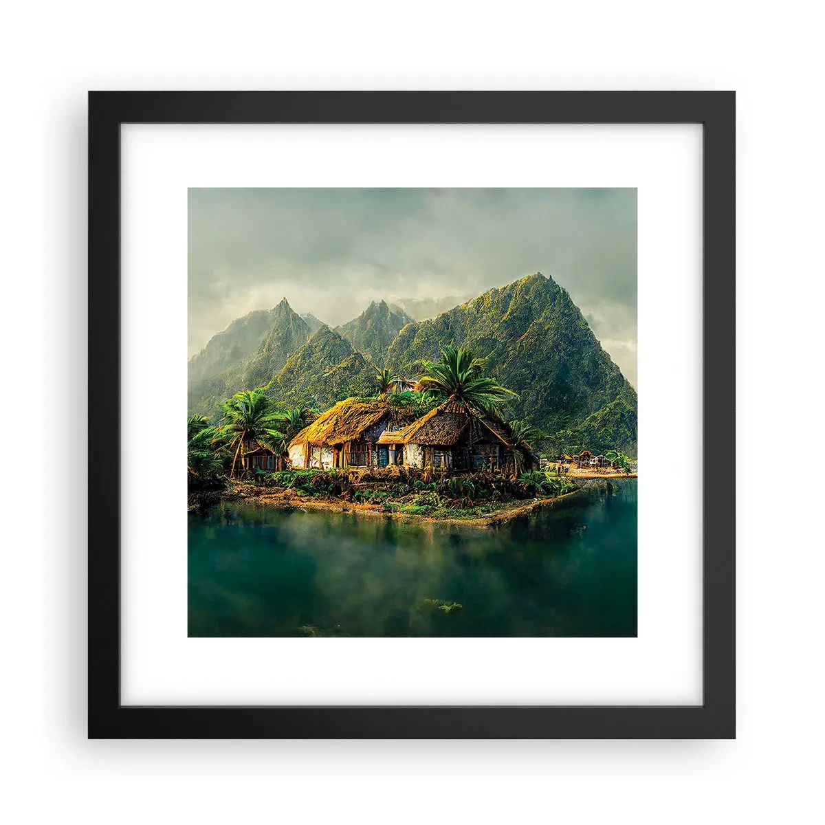 Póster en marco negro - Paraíso tropical - 30x30 cm