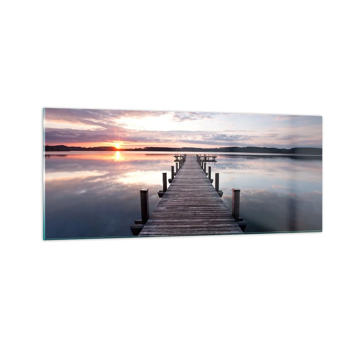 Cuadro sobre vidrio - Impresiones sobre Vidrio - Frontera silenciosa del día y la noche - 100x40 cm