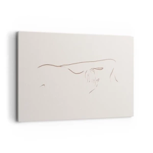 Cuadro sobre lienzo - Impresión de Imagen - Un dibujo lineal sutil de una silueta sobre un fondo claro. - 120x80cm - La forma del deseo - Decoración de pared moderna para salón y dormitorio ARTTOR