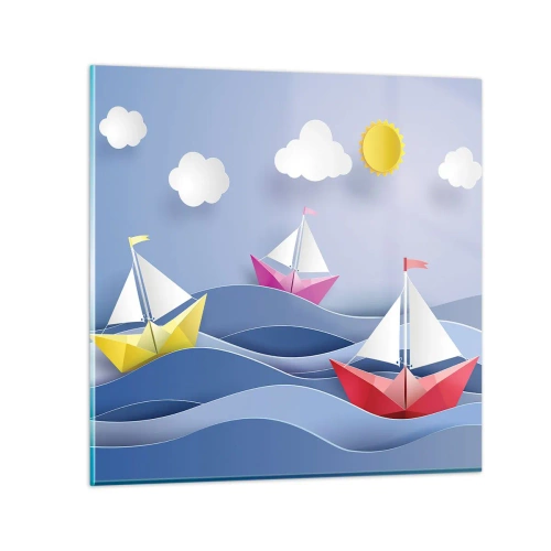 Cuadro sobre vidrio - Impresiones sobre Vidrio - Oh, qué agradable es balancearse entre las olas - 30x30 cm