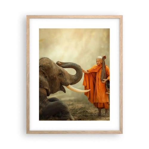 Póster en marco roble claro - Un encuentro en un viaje - 40x50 cm