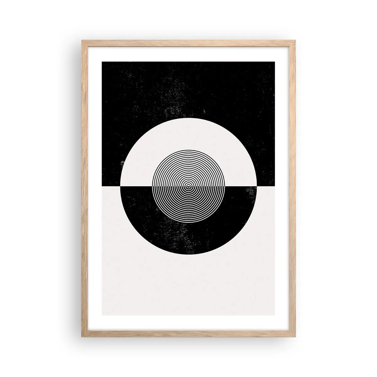 Póster en marco roble claro - Armonía en blanco y negro - 50x70 cm
