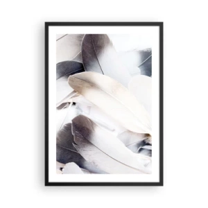 Póster en marco negro - Plumas delicadas en una composición brillante y minimalista. - 50x70cm - Casi angelical - Decoración de pared moderna para salón y dormitorio ARTTOR