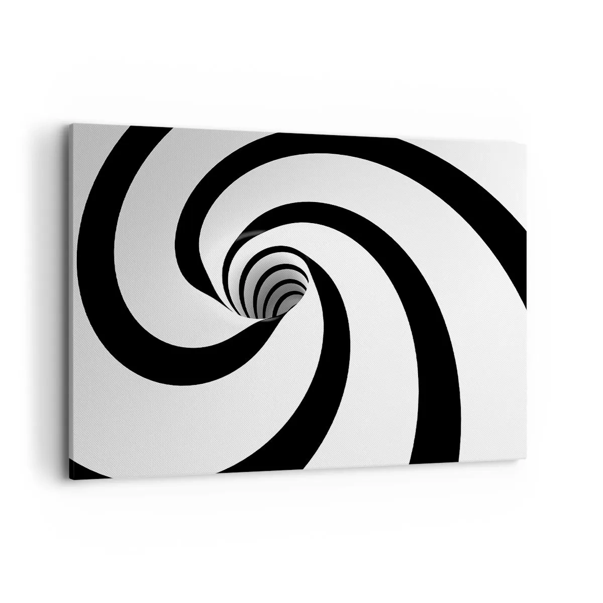 Cuadro sobre lienzo - Impresión de Imagen - Espiral abstracta en blanco y negro con efecto de remolino - 120x80cm - ¿Ceder al torbellino? - Decoración de pared moderna para salón y dormitorio ARTTOR
