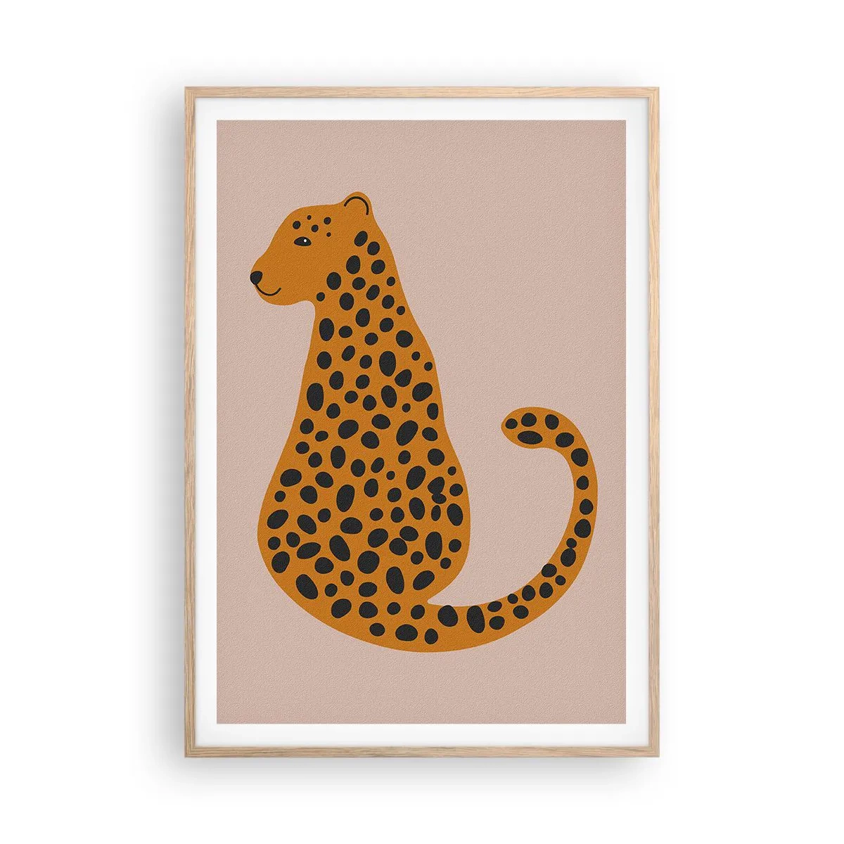 Póster en marco roble claro - El estampado de leopardo está de moda - 70x100 cm