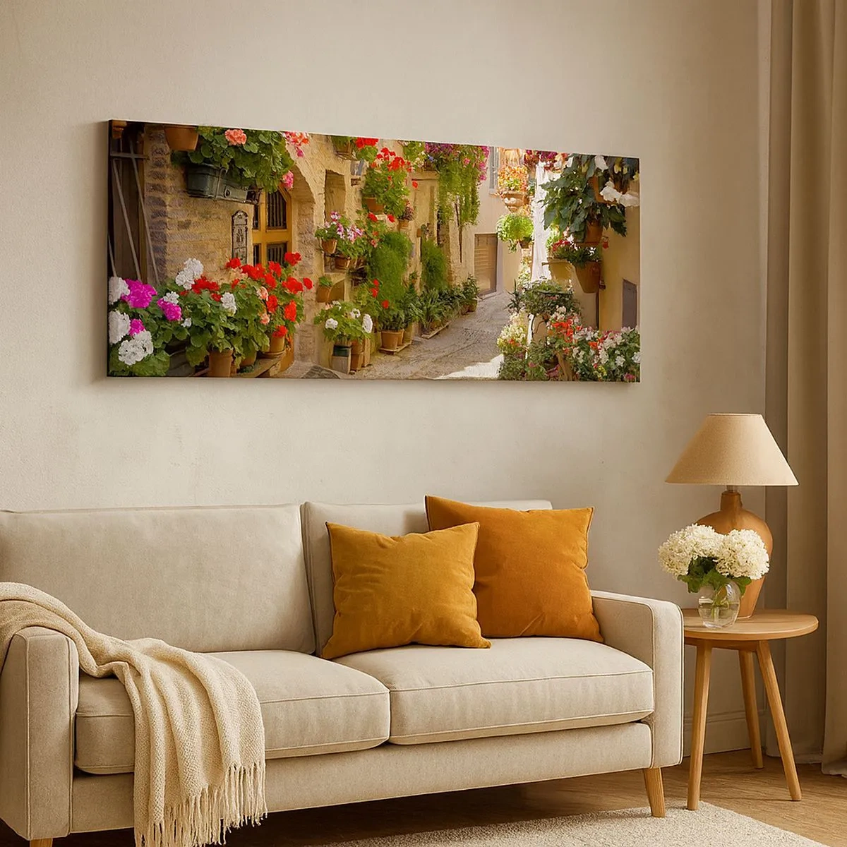 Cuadro sobre lienzo - Impresión de Imagen - En un torrente de flores - 100x40 cm