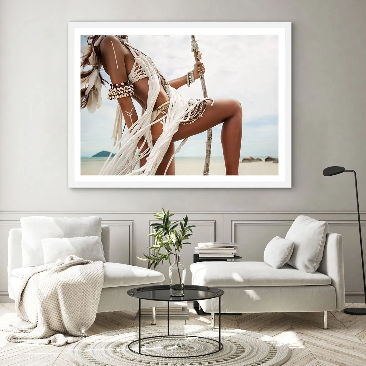 Póster en marco blanco - Sacerdotisa del sol - 91x61 cm