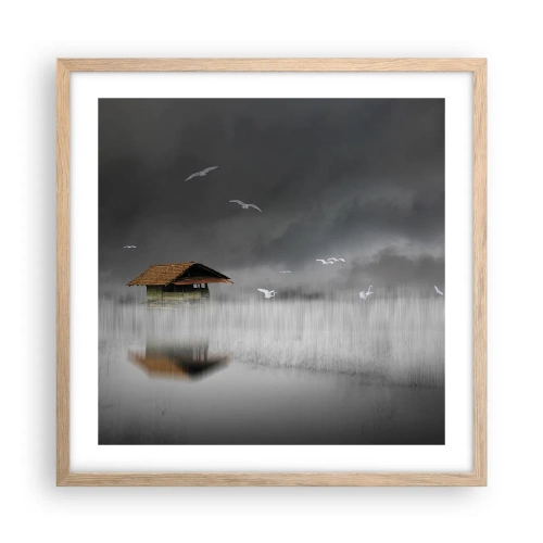 Póster en marco roble claro - Resguardo de la lluvia - 50x50 cm