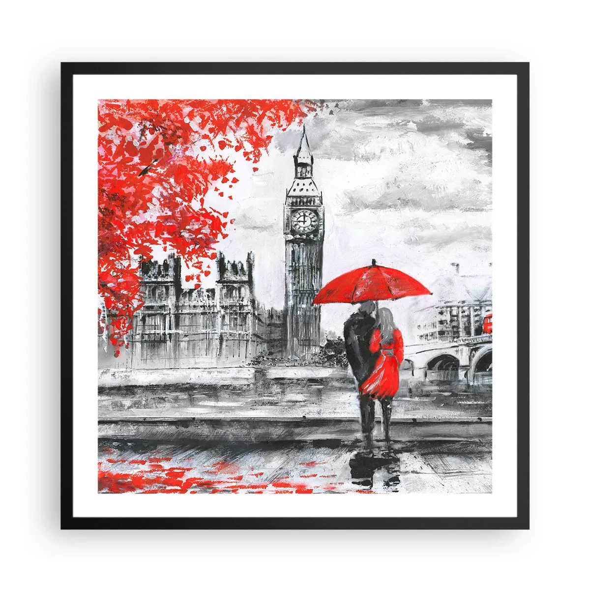 Póster en marco negro - Londres enamora - 60x60 cm