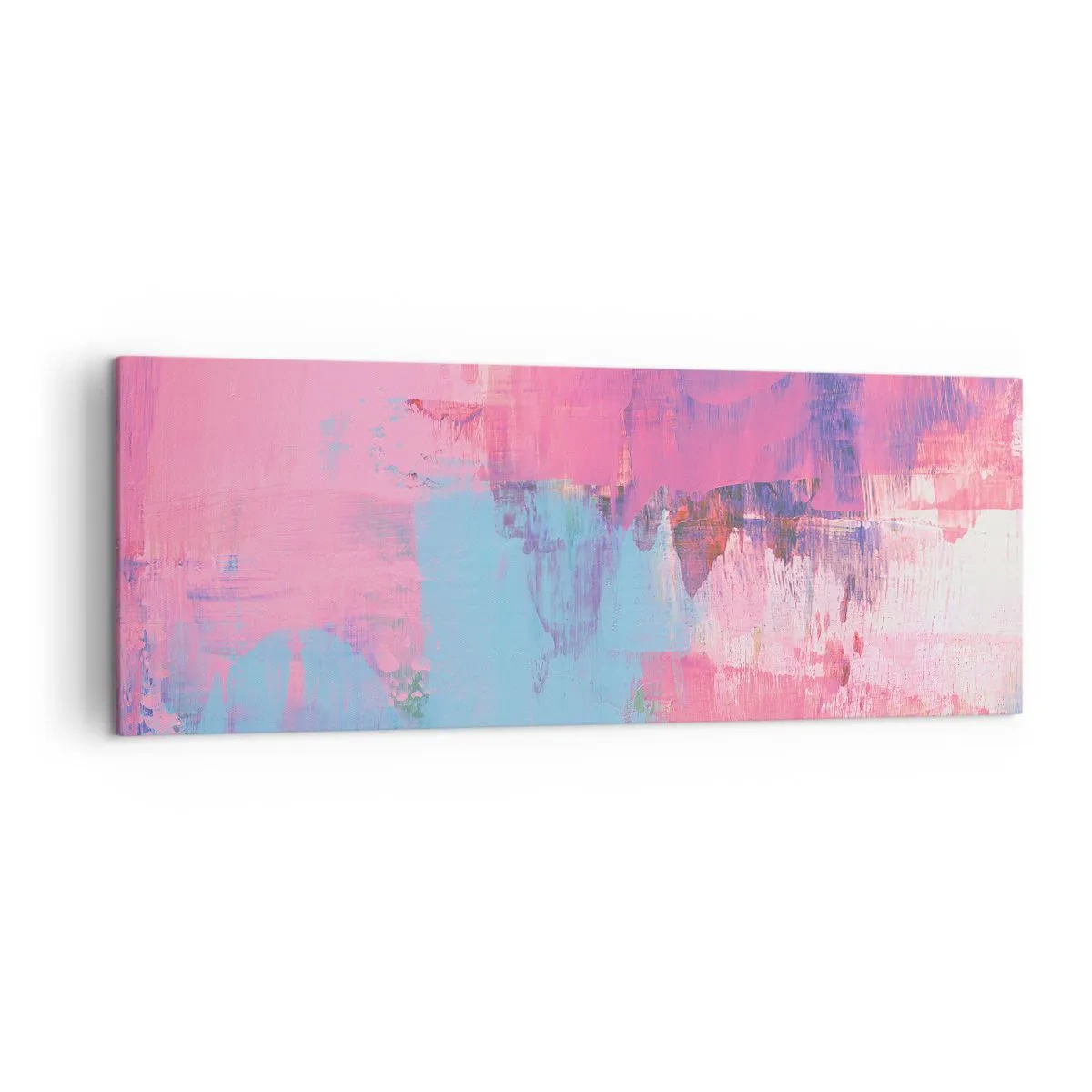 Cuadro sobre lienzo - Impresión de Imagen - Composición abstracta en rosa y azul. - 140x50cm - Rosa, azul y una pizca de luz - Decoración de pared moderna para salón y dormitorio ARTTOR