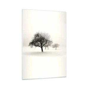 Cuadro sobre vidrio - Impresiones sobre Vidrio - Árboles en un paisaje invernal cubiertos de nieve y niebla. - 50x70cm - Sueño de invierno - Decoración de pared moderna para salón y dormitorio ARTTOR