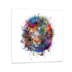 Cuadro sobre vidrio - Impresiones sobre Vidrio - Al acecho tras la cortina arco iris - 60x60 cm