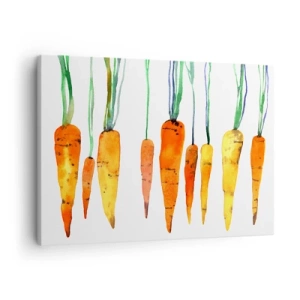 Cuadro sobre lienzo - Impresión de Imagen - Zanahorias de acuarela en diferentes tonos sobre un fondo blanco. - 70x50cm - La belleza de lo ordinario - Decoración de pared moderna para salón y dormitorio ARTTOR
