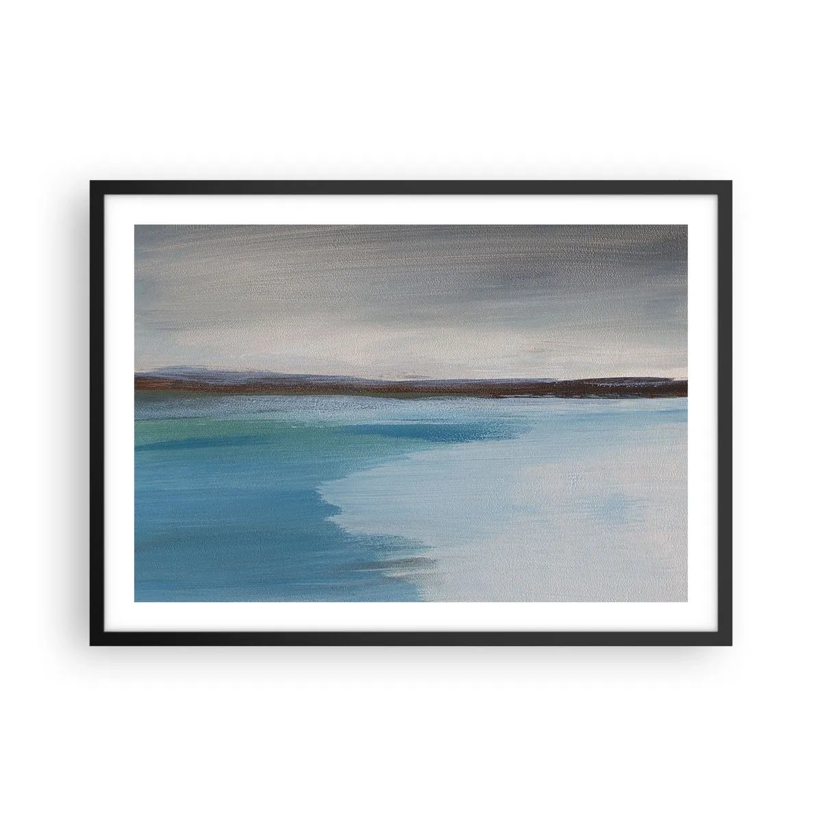 Póster en marco negro - Un paisaje minimalista con línea de flotación y horizonte. - 70x50cm - Paisaje horizontal - Decoración de pared moderna para salón y dormitorio ARTTOR