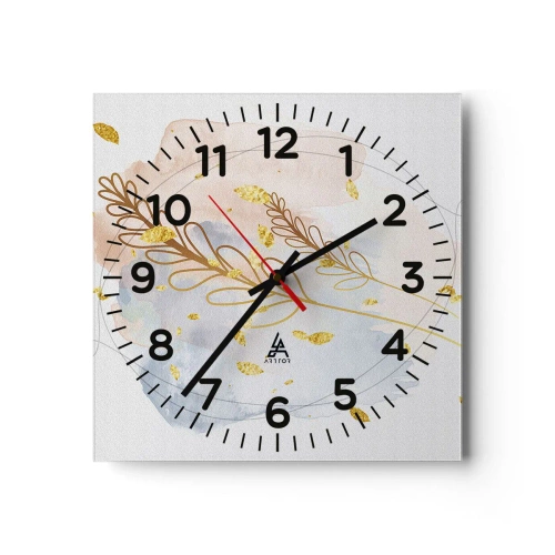 Reloj de pared - Reloj de vidrio - Ráfaga dorada - 30x30 cm