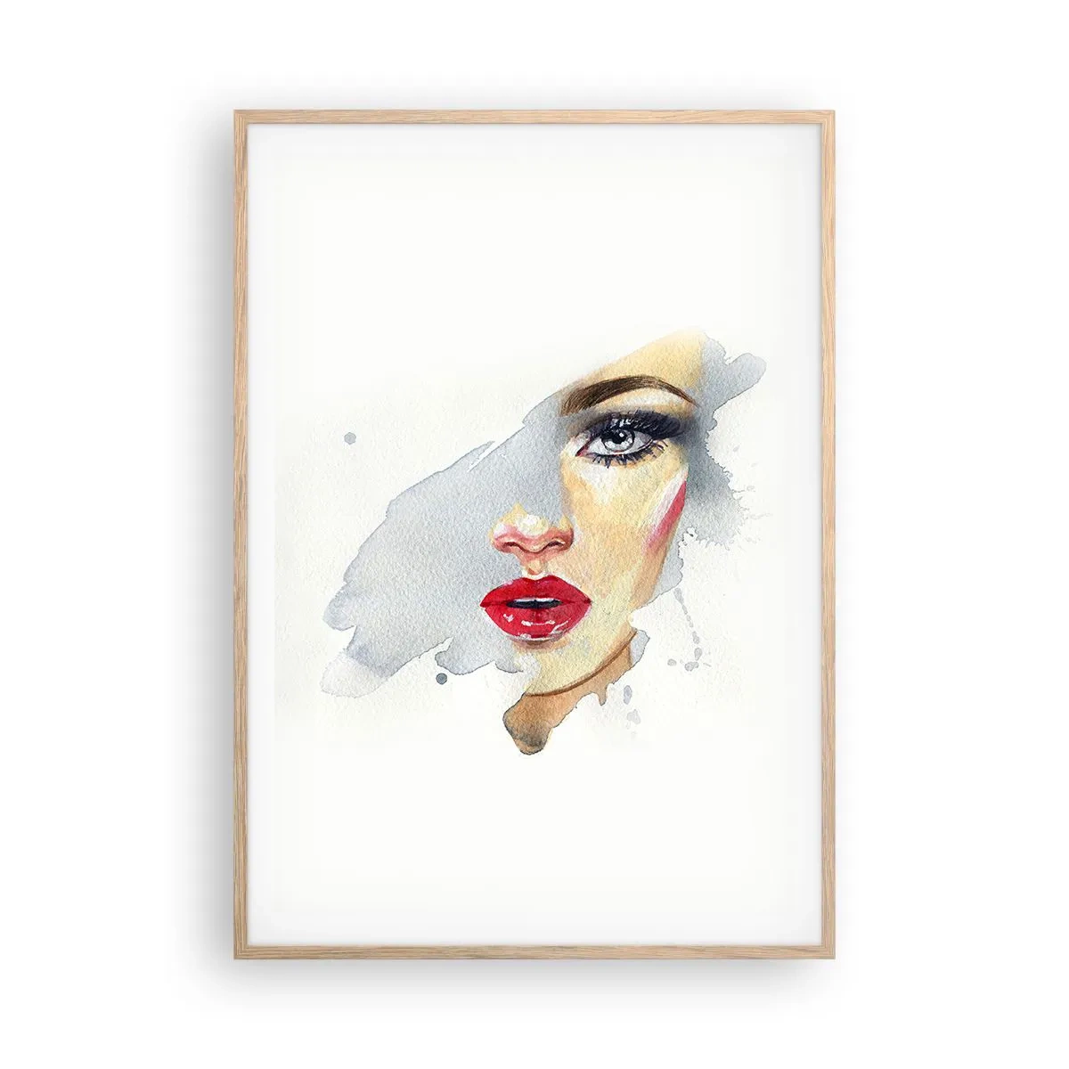 Póster en marco roble claro - Reflejo en una gota de agua - 70x100 cm