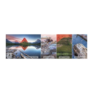 Muestra de fotomural autoadhesivo Deluxe Sticker - Cálido y frío - Paisaje, Montañas, Bosque - 100x30 cm