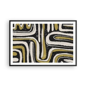 Póster en marco negro - Composición: tramos y callejones - 91x61 cm