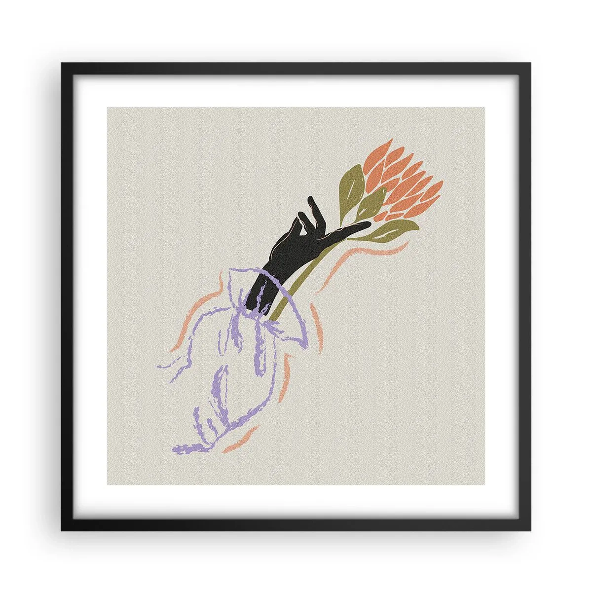 Póster en marco negro - Un toque fraternal - 50x50 cm