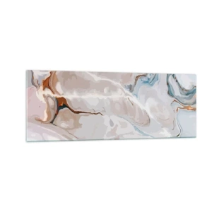 Cuadro sobre vidrio - Impresiones sobre Vidrio - Patrón abstracto en tonos de blanco y azul. - 140x50cm - El azul serpentea por el blanco - Decoración de pared moderna para salón y dormitorio ARTTOR