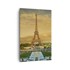 Cuadro sobre lienzo - Impresión de Imagen - La Torre Eiffel en París al atardecer - 80x120cm - Reina de París - Decoración de pared moderna para salón y dormitorio ARTTOR