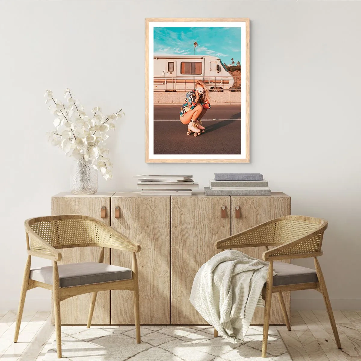 Póster en marco roble claro - ¡Sonrían, por favor! - 40x50 cm