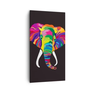 Cuadro sobre lienzo - Impresión de Imagen - El elefante al que le gustaba bañarse en el arco iris - 55x100 cm