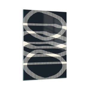 Cuadro sobre vidrio - Impresiones sobre Vidrio - Líneas geométricas en tonos claros sobre un fondo oscuro. - 80x120cm - Un intento de romper la oscuridad - Decoración de pared moderna para salón y dormitorio ARTTOR