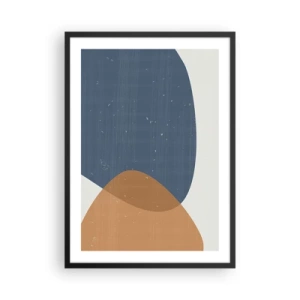 Póster en marco negro - Geometría en tonos azules y beige - 50x70cm - Óvalos e influencias - Decoración de pared moderna para salón y dormitorio ARTTOR