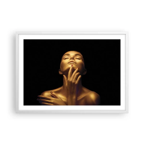 Póster en marco blanco - Como seda dorada - 70x50 cm