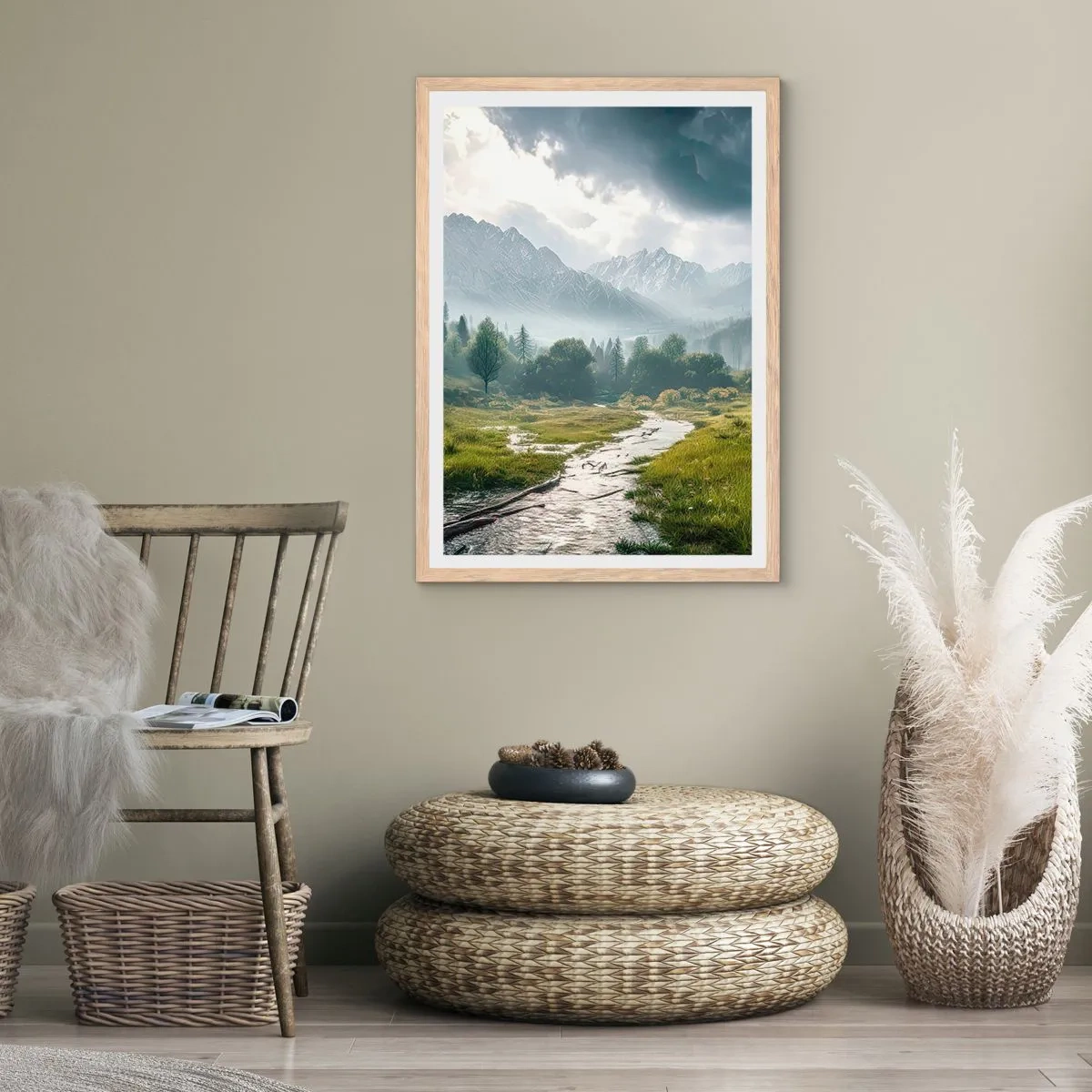 Póster en marco roble claro - De ida y vuelta - 40x50 cm