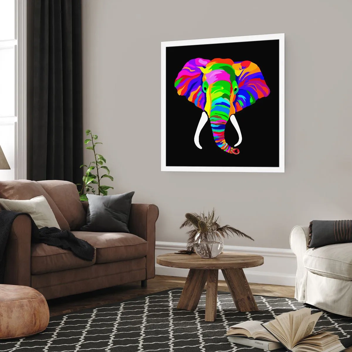 Póster - El elefante al que le gustaba bañarse en el arco iris - 60x60 cm
