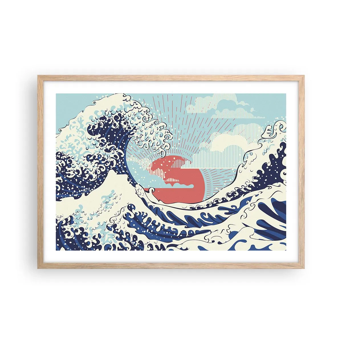 Póster en marco roble claro - De inspiración japonesa - 70x50 cm
